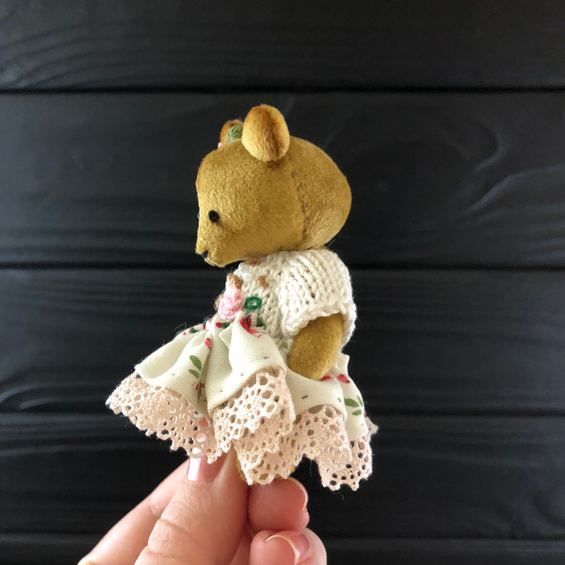 Ours en peluche habillé, ami miny blythe, jouet ours miniature fait main image 7