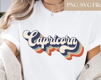 Capricorn Png, Capricorn Svg, Zodiac Png, Retro Zodiac Sign, Svg for Cricut, Sublimation File, Capricorn Birthday Png, Capricorn Shirt Svg