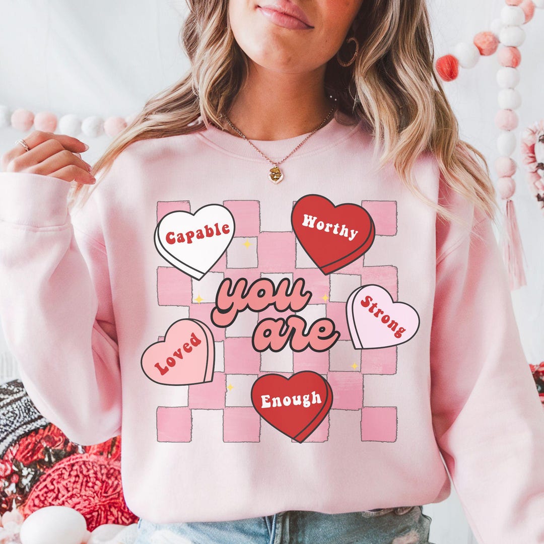 Candy Hearts Affirmations Png, Valentine's Day Shirt Png, Teacher ...