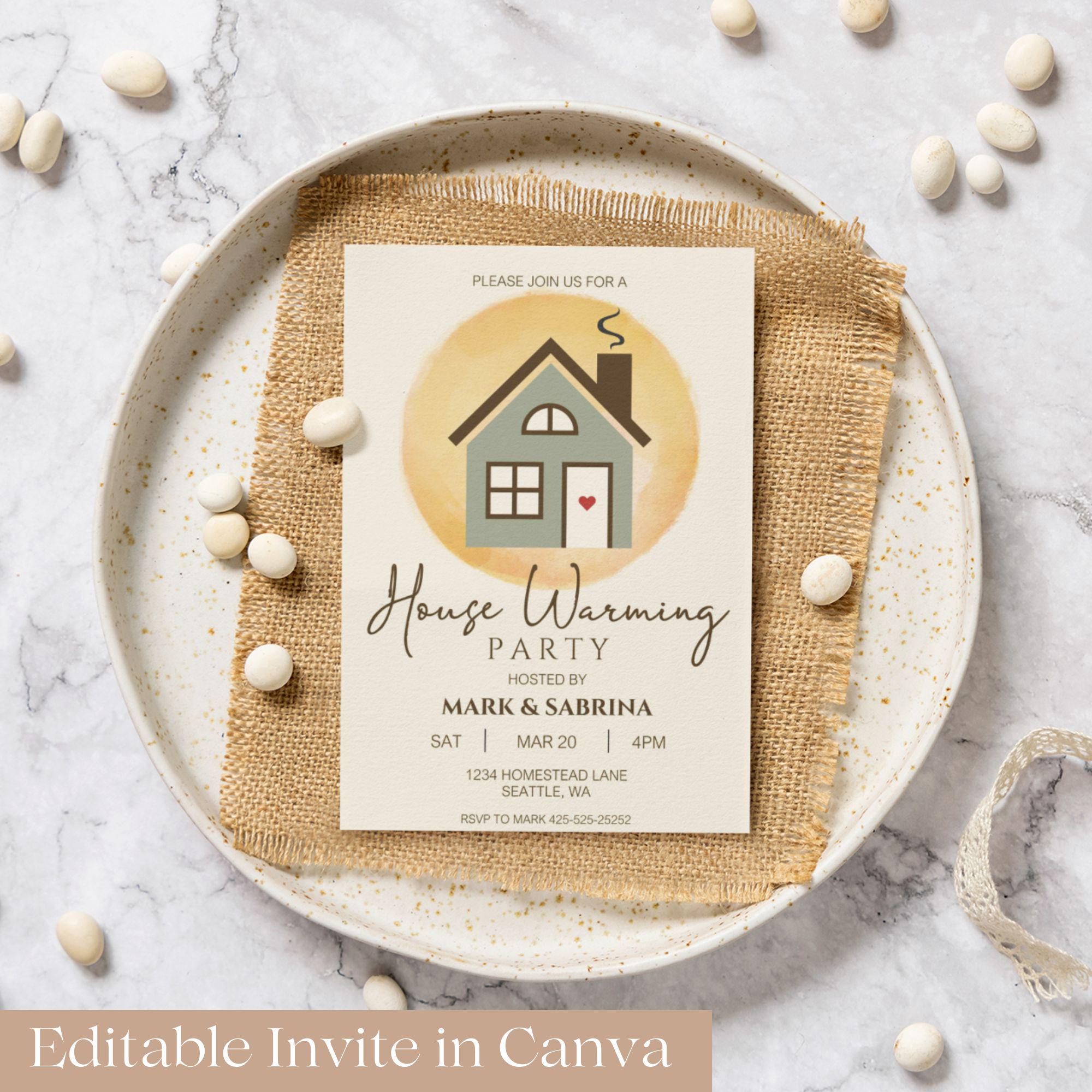 Housewarming Invitation Template, Home Sweet Home, House Warming Party ...