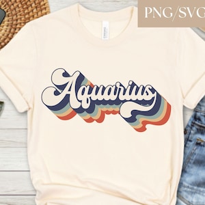 Aquarius Png, Aquarius Svg, Zodiac Png, Retro Zodiac Sign, Svg for Cricut, Sublimation File, Aquarius Birthday Png, Aquarius Shirt Svg