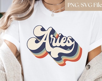 Áries Png, Áries Svg, Zodíaco Png, Signo Retro do Zodíaco Svg, Arquivos Svg para Cricut, Arquivo de Sublimação, Aniversário de Áries Png, Camisa de Áries Svg