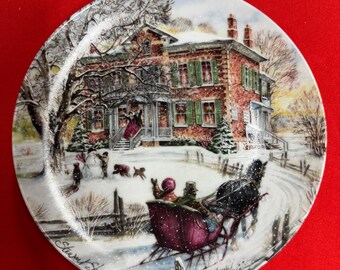 Vintage 1989 “Coming Home” Christmas  Decorative Plate by Stewart Sherwood | Dominion China Limited Edition | Victorian Christmas Wall Decor