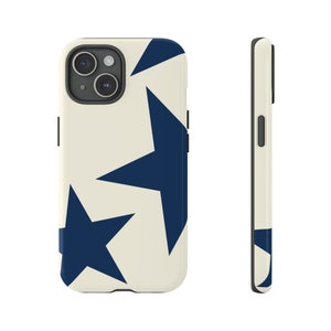 Étui pour téléphone bleu avec étoiles, tendance, mignon, accessoires pour filles étoiles, tenue tendance, étui pour téléphones portables, design étoiles, étui minimaliste