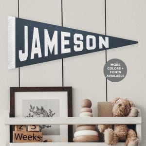 Drapeau de fanion prénom personnalisé en feutre, décoration de chambre personnalisée fille garçon, enseigne prénom pour chambre d'enfant, bannière