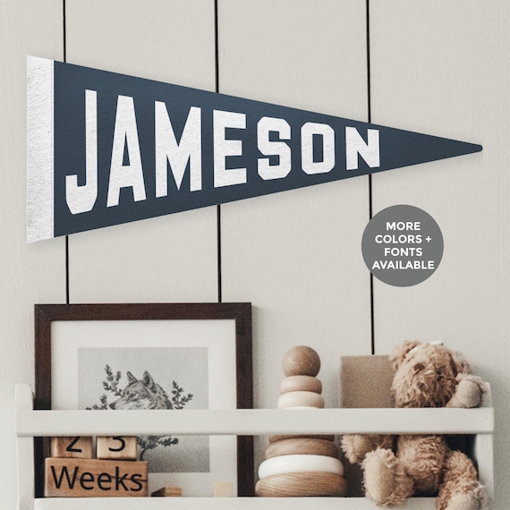 Personalized felt name pennant flag, Custom girl boy room decor, Nursery name sign, Banner