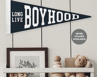 Long Live Boyhood pennant, Boys room felt banner, Felt flag, Boys room decor, Custom flag, Playroom decor, Retro kids decor