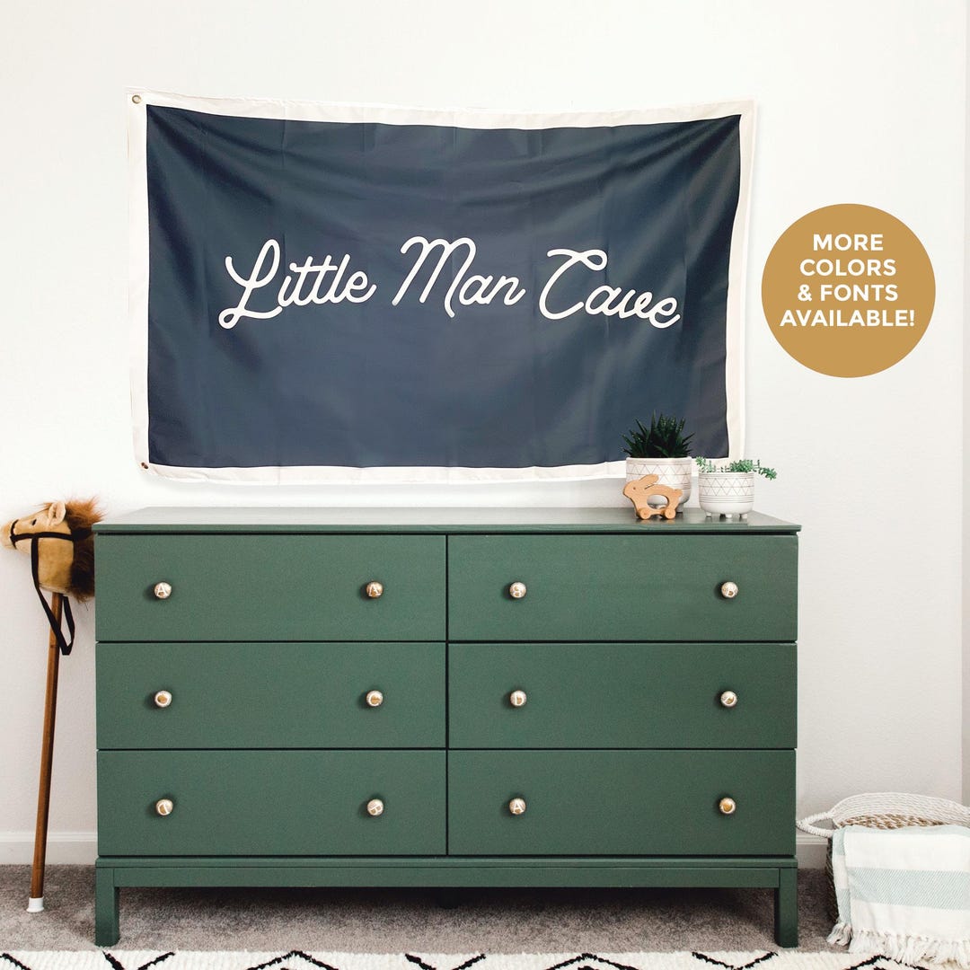 Little Man Cave, Flag, Boys Room Decor, Kids Room Wall Art, Playroom ...