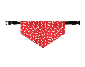 Pet Bandana Collar- Red and Bone Collection