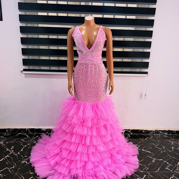 Luxury prom dress, birthday party gown with ruffles