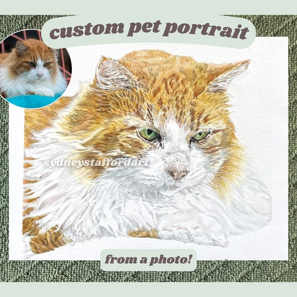 PET PORTRAIT COMMISSION From Photo | Custom Animal Colored Pencil Handmade Traditional Art