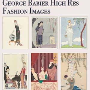 6 Art Deco Fashion Digital Downloads HIGH RESOLUTION JPG by George Barbier | Vintage French Illustrator