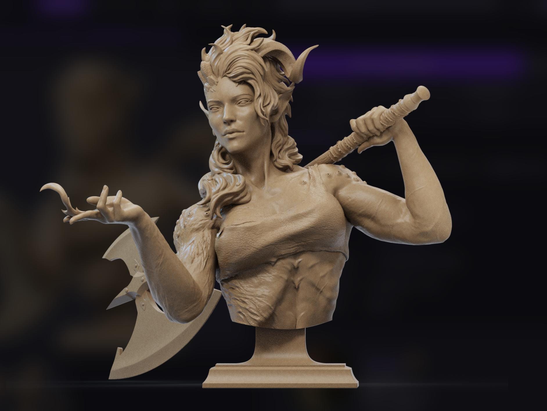 1:10 figurine buste en résine femme guerrière loup non peinte