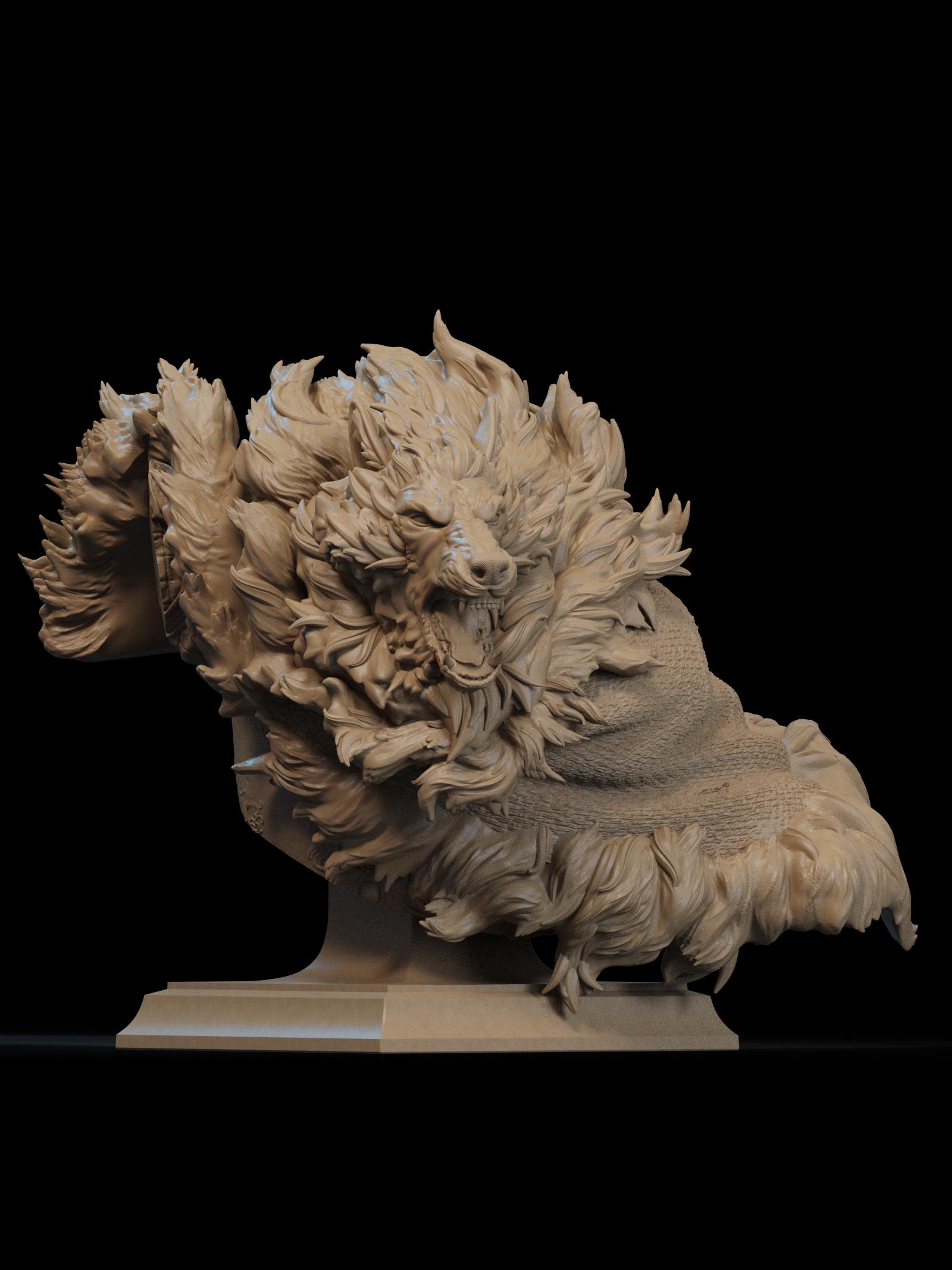 Impréssion 3D Résine Figurine d'exposition Loup géant