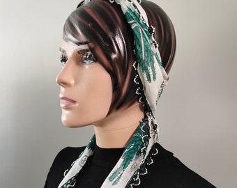 Sciarpa con perline all'uncinetto, scialle, bandana, sciarpa vintage, stoffa tradizionale turca, yemenita, sciarpa di cotone, foulard, festa della mamma, fratelli