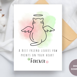 Tarjeta de pérdida de mascota imprimible, tarjeta de simpatía de gato, tarjeta de condolencia de gatito, tarjeta de duelo de mascota, pérdida de mascota, tarjeta conmemorativa de gato imprimible, amor de gato