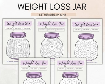 Weight Loss Tracker Jar Bundle Diet Tracking, 100lbs Weightloss Journal, Printable Pound Lost, Weight Chart, Weight Goal, Diet Motivation