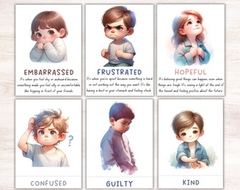 Tarjetas didácticas sobre las emociones: Aprendizaje Montessori para niños pequeños (PDF)