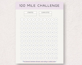 Rastreador del Desafío de 100 Millas: Planificador de objetivos de fitness imprimible (Descarga digital)