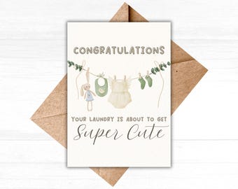 Laundry Line Baby Shower Card, Expectant Parents (Digital Download)