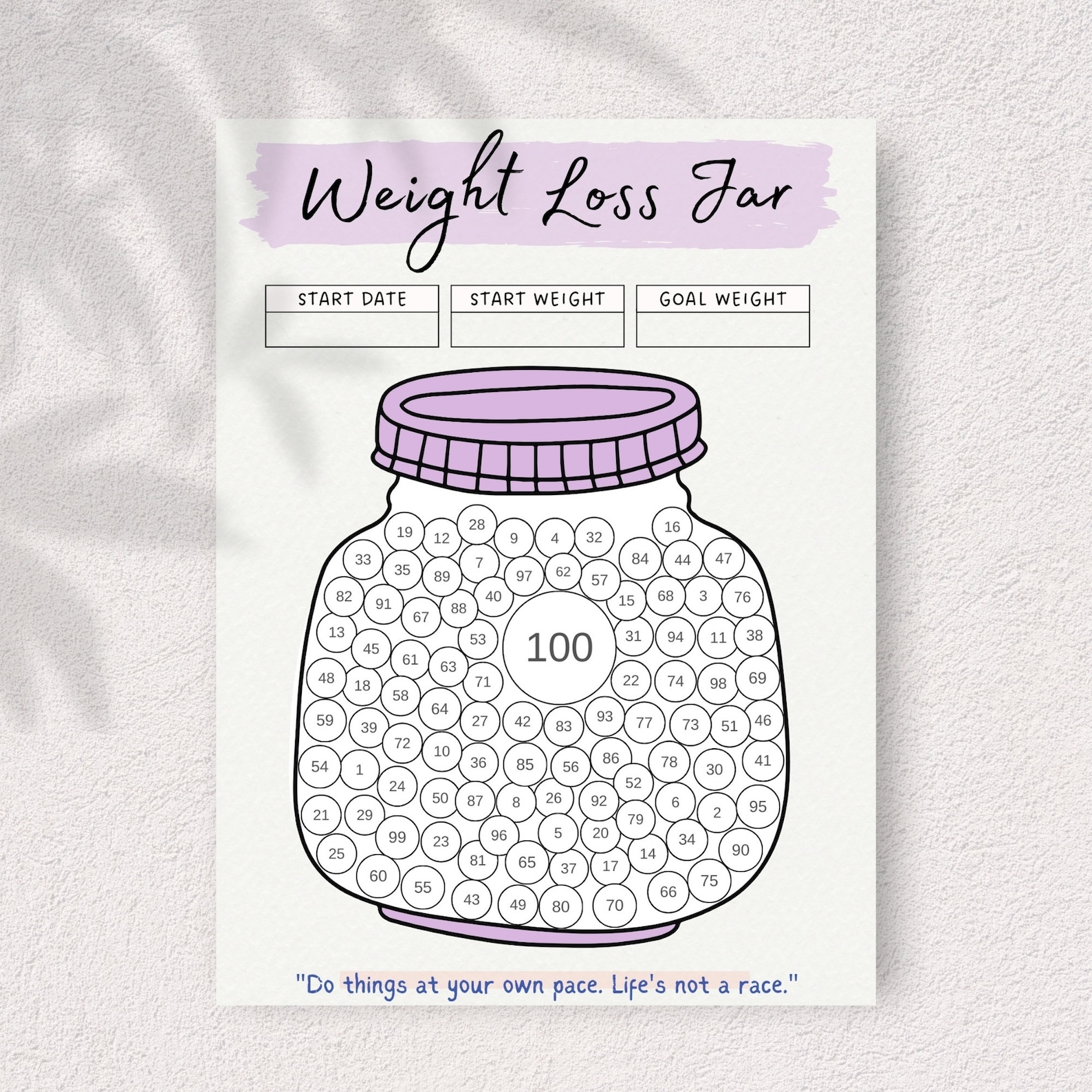 Weight Loss Tracker Jar Bundle Diet Tracking, 100lbs Weightloss Journal ...