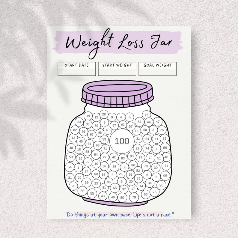 Weight Loss Tracker Jar Bundle Diet Tracking, 100lbs Weightloss Journal ...