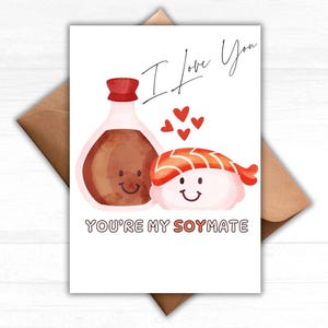 Sei la mia carta di soia, carta di anniversario di sushi stampabile, divertente San Valentino, carta d'amore digitale, carta solo perché per marito e moglie