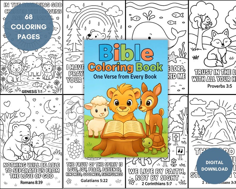 Bible Verse Coloring Pages for Kids: Sunday School Activity (digital ...