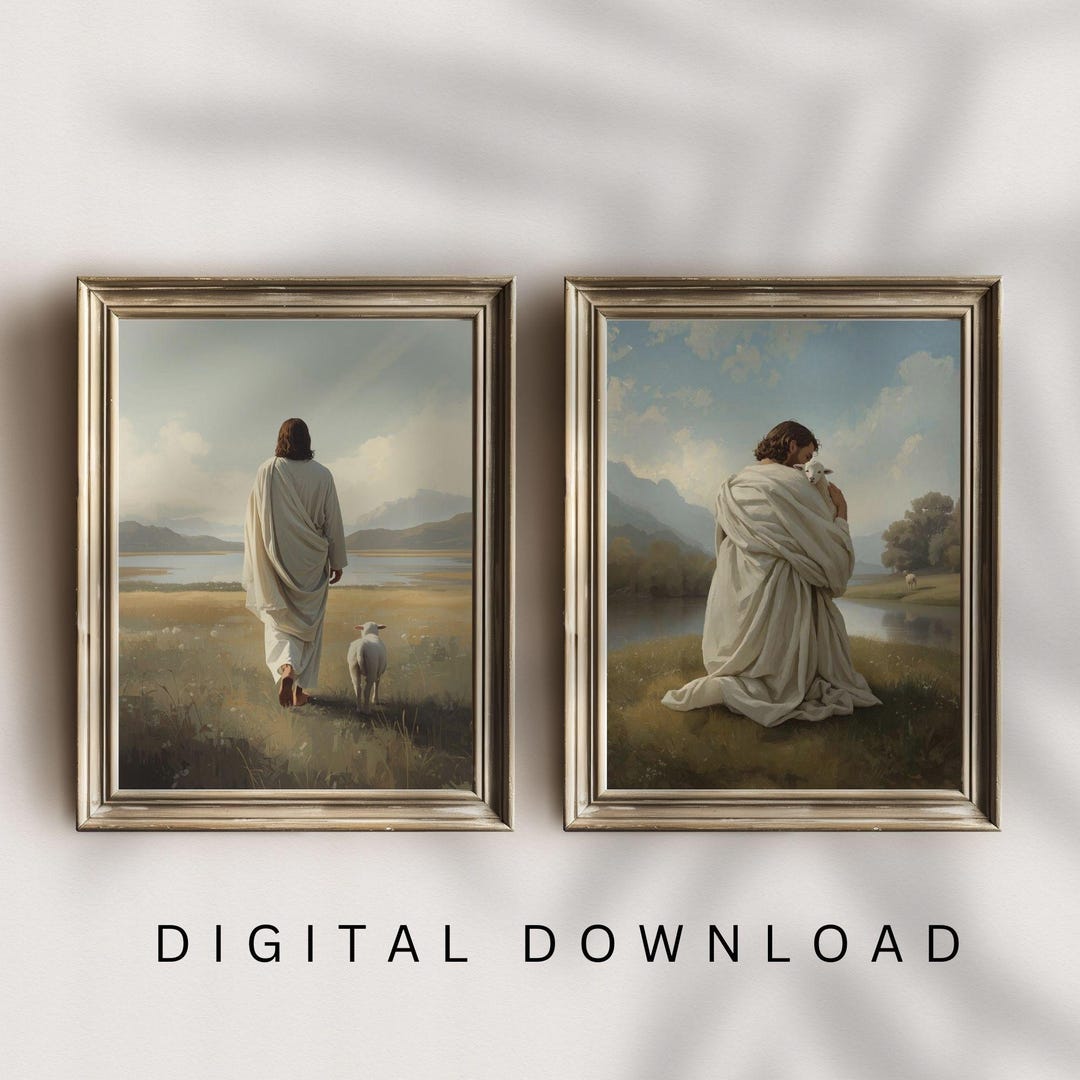 Good Shepherd Christian Wall Art, Jesus Lost Sheep Printable, Bible ...
