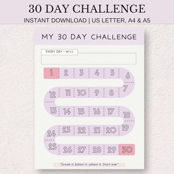 30 Day Challenge Printable: Goal & Habit Tracker (PDF)