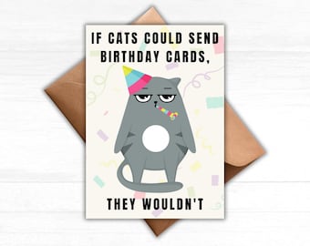 Birthday Card From the Cat Printable, Funny Happy Birthday Printable ...