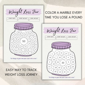 Weight Loss Tracker Jar Bundle Diet Tracking, 100lbs Weightloss Journal ...