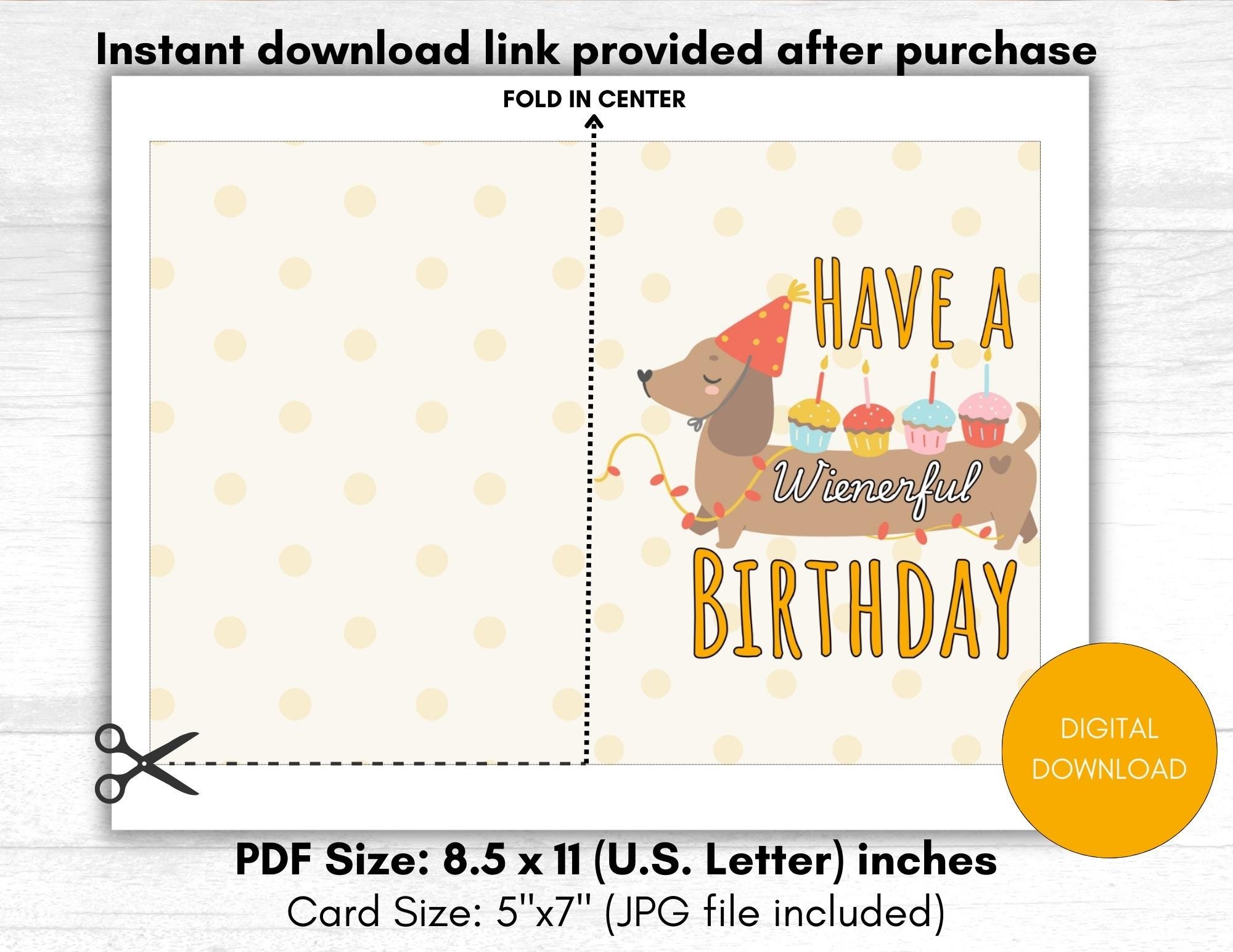 Funny Dachshund Birthday Card: Weiner Dog Pun (digital Download) - Etsy