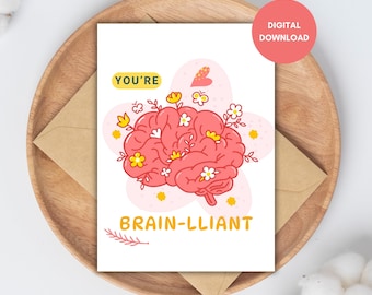 Biglietto di laurea Brain-lliant: congratulazioni per la laurea in neuroscienze (download digitale)