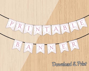 Bannière imprimable florale rose : décoration de fête DIY (fichiers PDF)