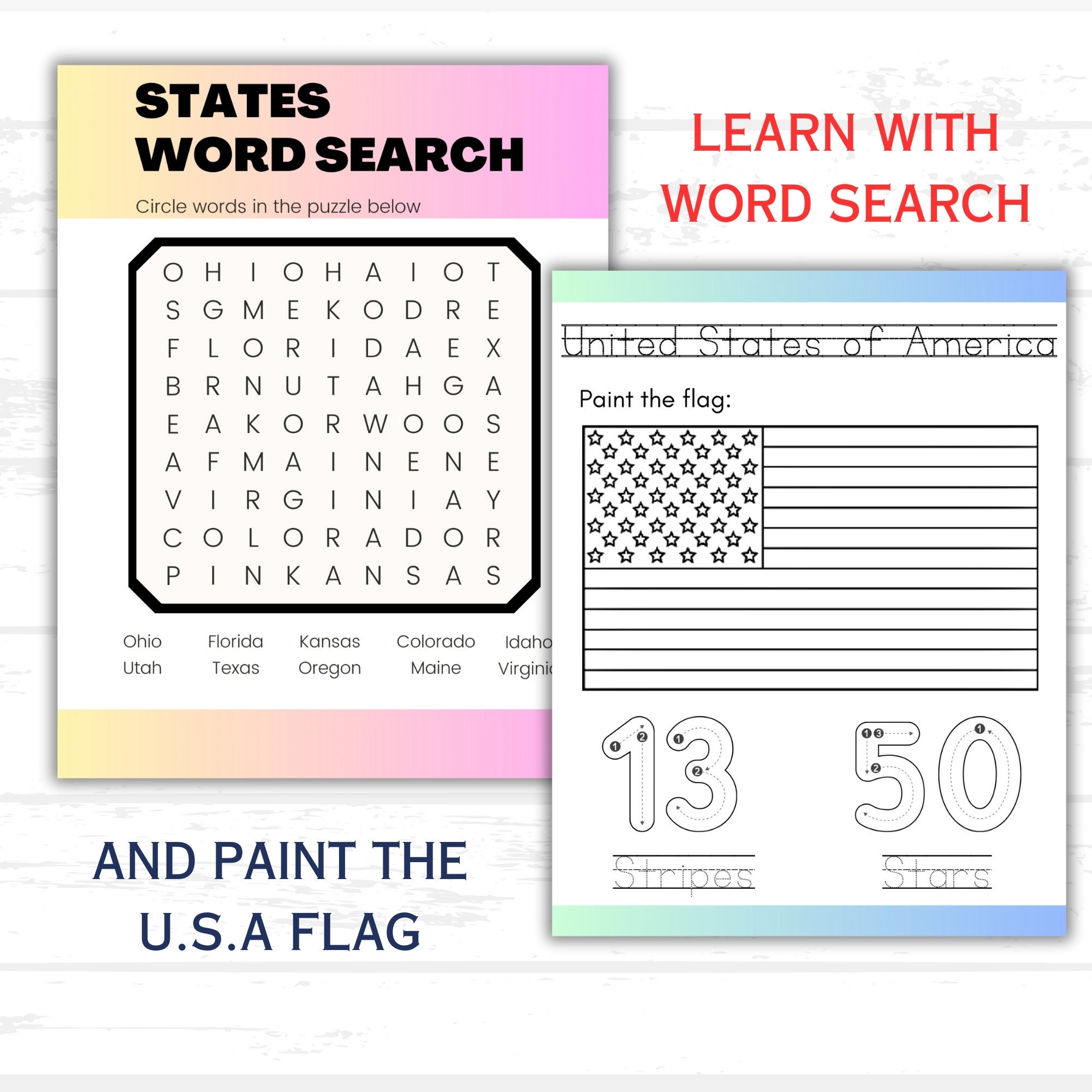 States and Capitals Activity Set: US Geography Homeschool (PDF) - Etsy