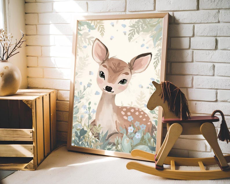 Woodland Animal Nursery Art Set, Forest Friends Baby Room Decor Prints ...