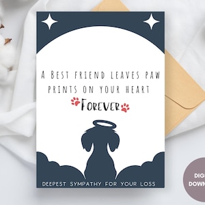 Tarjeta de pérdida de mascota imprimible, tarjeta de condolencia para perros, tarjeta de condolencia para cachorros, tarjeta de duelo de mascotas, pérdida de mascota, tarjeta conmemorativa de perro imprimible, amor de perro