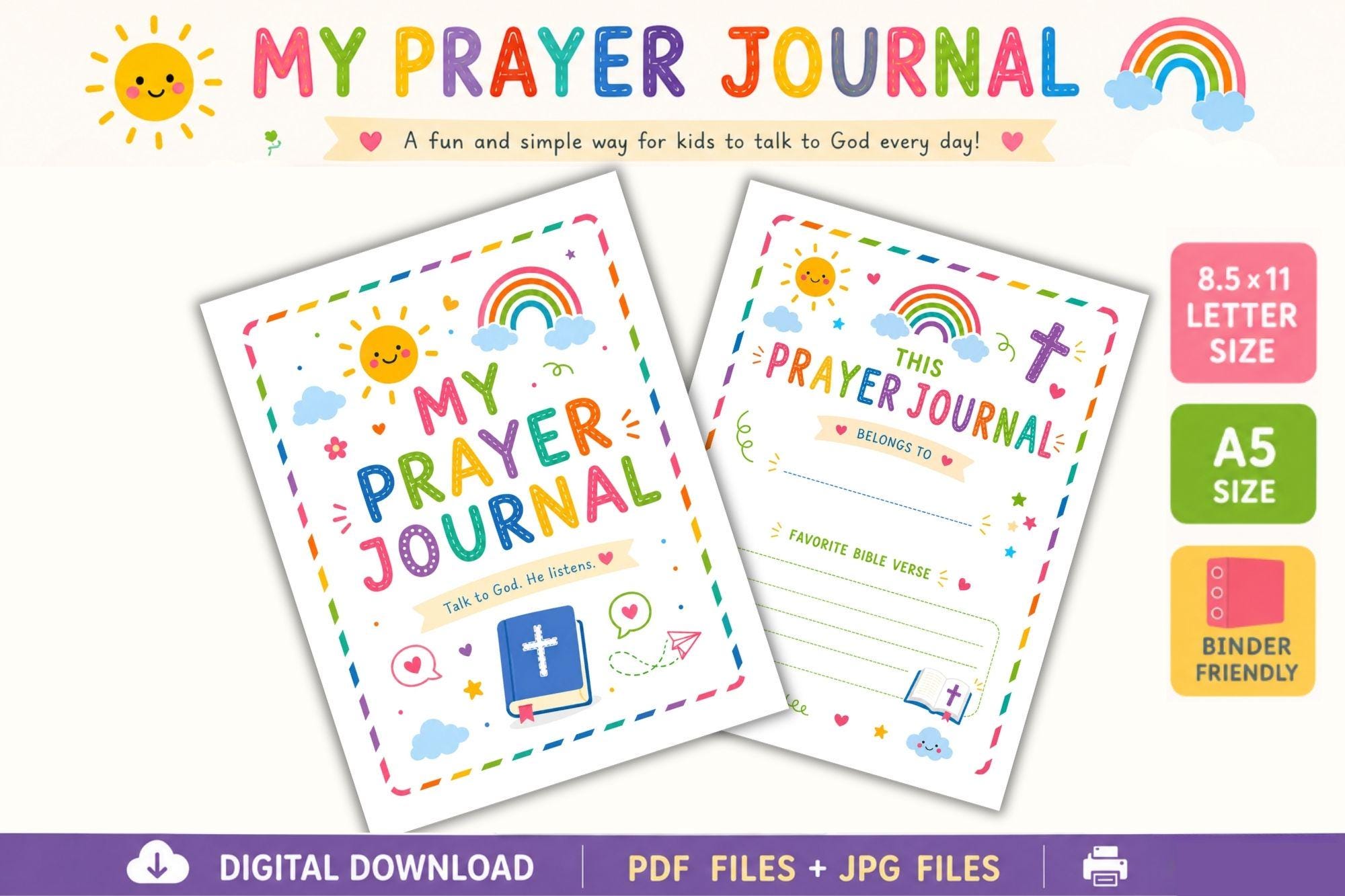 Kids Daily Prayer Journal Bundle, Christian Prayer Book, Bible Activity ...