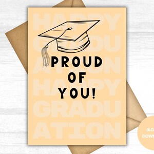 Orgoglioso di te Biglietto di laurea, Congratulazioni per il tuo felice laureato, Biglietto stampabile per la classe del 2024, Biglietto berretto, Download digitale, Regalo di laurea universitaria
