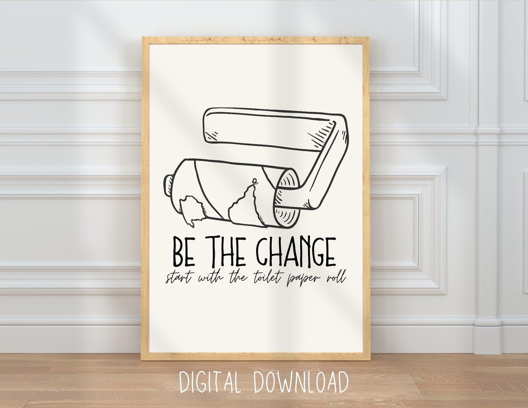 Funny Toilet Paper Roll Print: Minimalist Bathroom Wall Art (digital ...