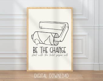 Funny Toilet Paper Roll Print: Minimalist Bathroom Wall Art (Digital Download)