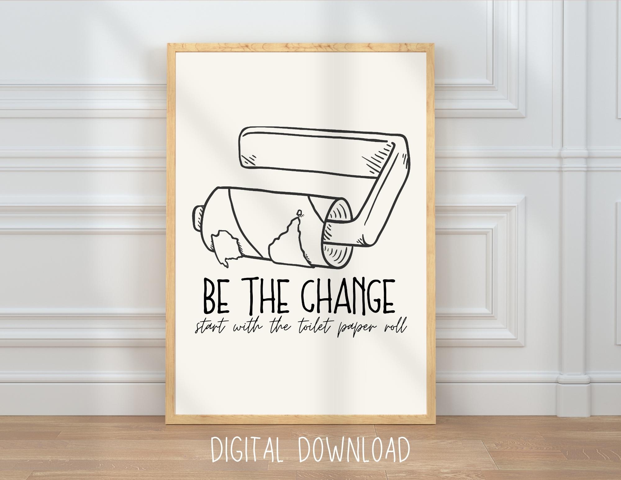 Funny Toilet Paper Roll Print: Minimalist Bathroom Wall Art (digital ...