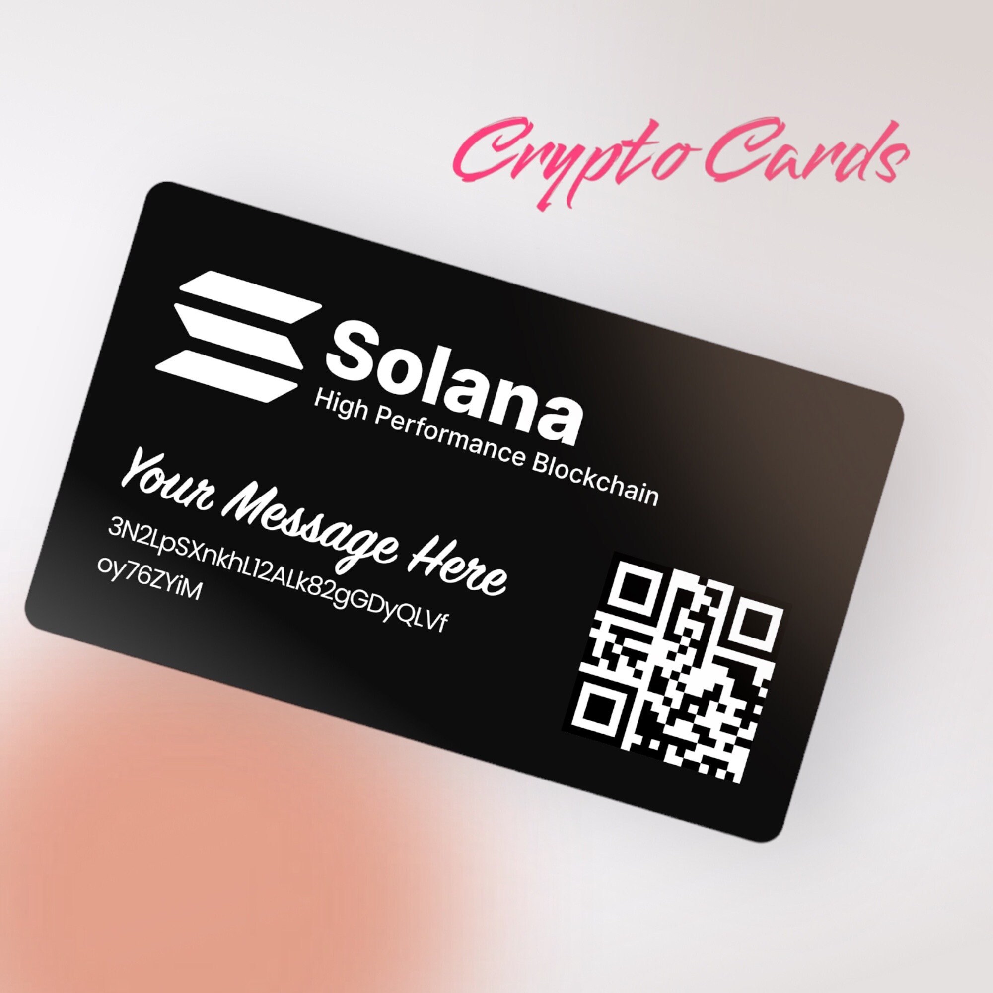 Crypto Wallet QR Premium Metal Card (All cryptos!) Custom!