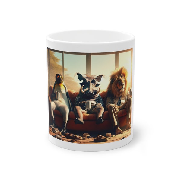 3 ANIMALS on a Couch / 3 ANIMALS on the couch - lion, penguin and warthog - standard cup / mug, 0.33L