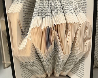 Love Folded Book Art with Heart, For Gifts, Anniversaries, and More!