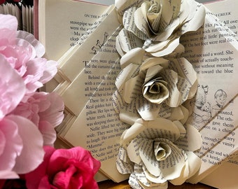 Handcrafted Roses Folded Book Art, Made with Preloved Books