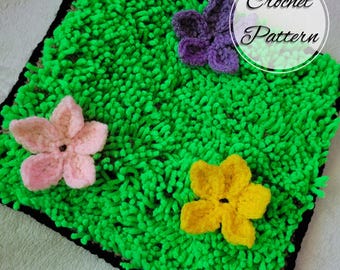 PATROON gehaakte snuffelmat: bloementuinontwerp