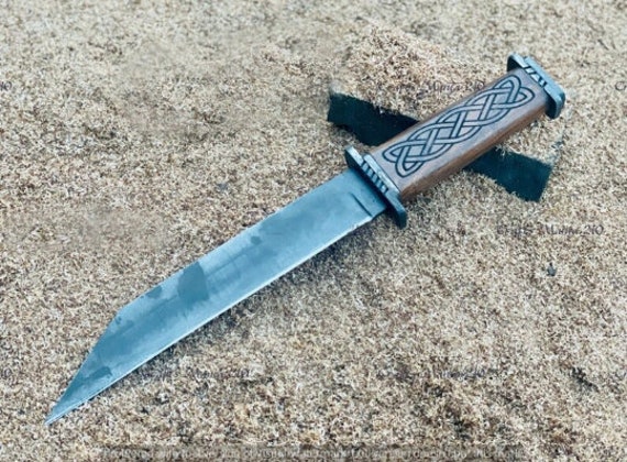 Hand Forged Carbon Steel Viking Seax Knife, Rosewood Handle