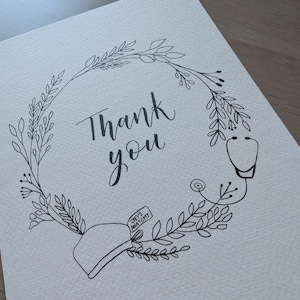 Handmade Thank You Card for Doctor, Nurse or Midwife – Medical Appreciation Card – A5 with Kraft Envelope – NHS Gift – Healthcare Worker